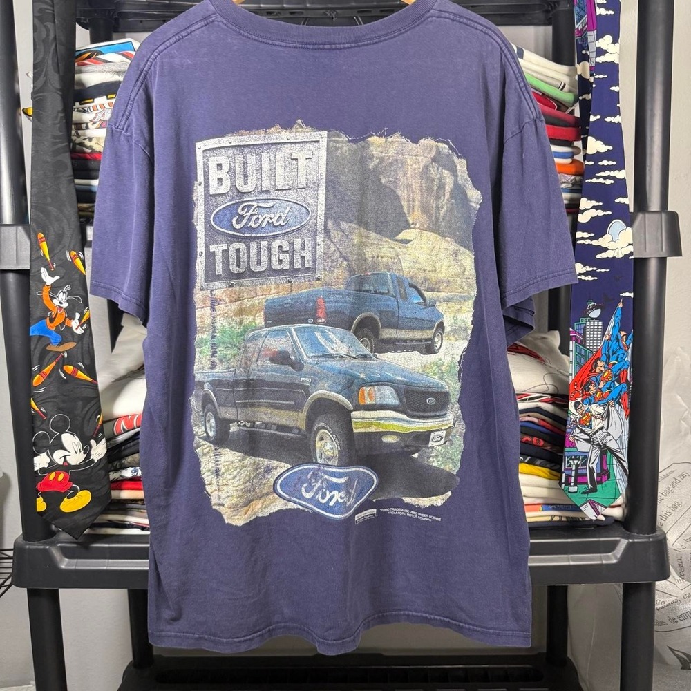 Y2K Navy‎ Ford Built Ford Tough Truck Graphic Tee XL Light Marks